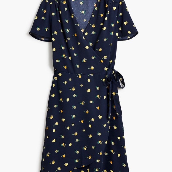 J. Crew Dresses & Skirts - J Crew Navy lemon 🍋 Wrap Dress
